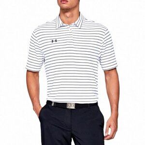 Under Armour UA HeatGear Men’s Playoff Polo Golf White 124 1327037 Shirt Striped